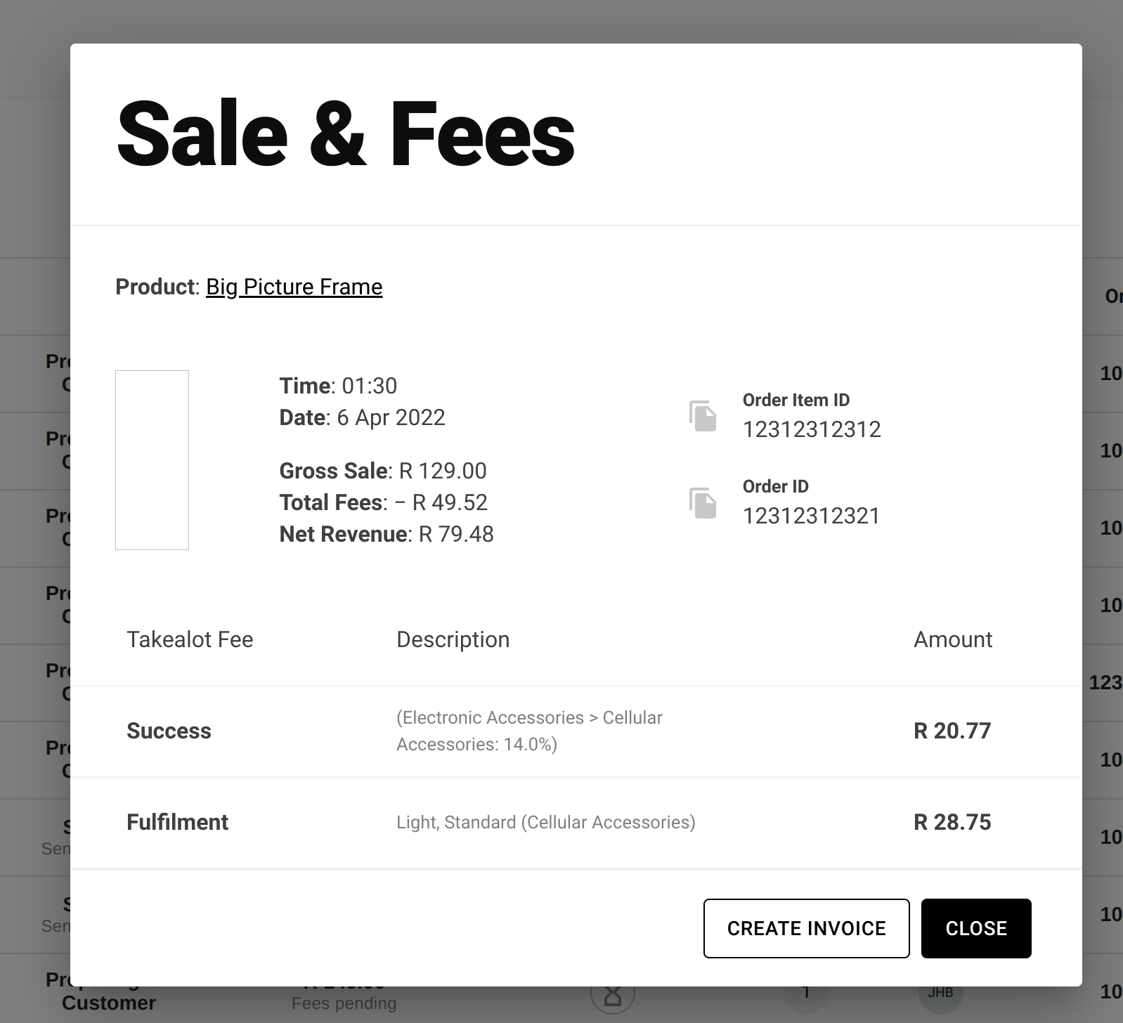 Sale fees